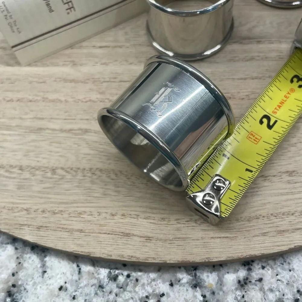 Kirk Stieff Pewter Napkin Rings Set in Box Modern & Colonial Vintage Table